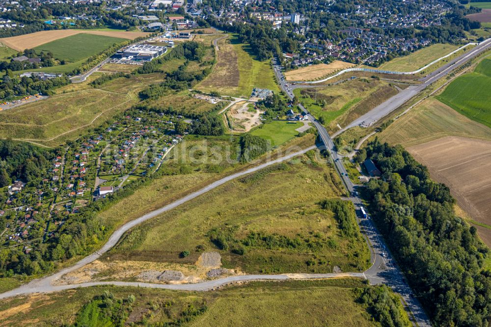 Heiligenhaus von oben - Autobahn- Ausbau und Spur- Verbreiterung im Streckenverlauf der BAB A44 im Bereich Höfermühle Süd in Heiligenhaus im Bundesland Nordrhein-Westfalen