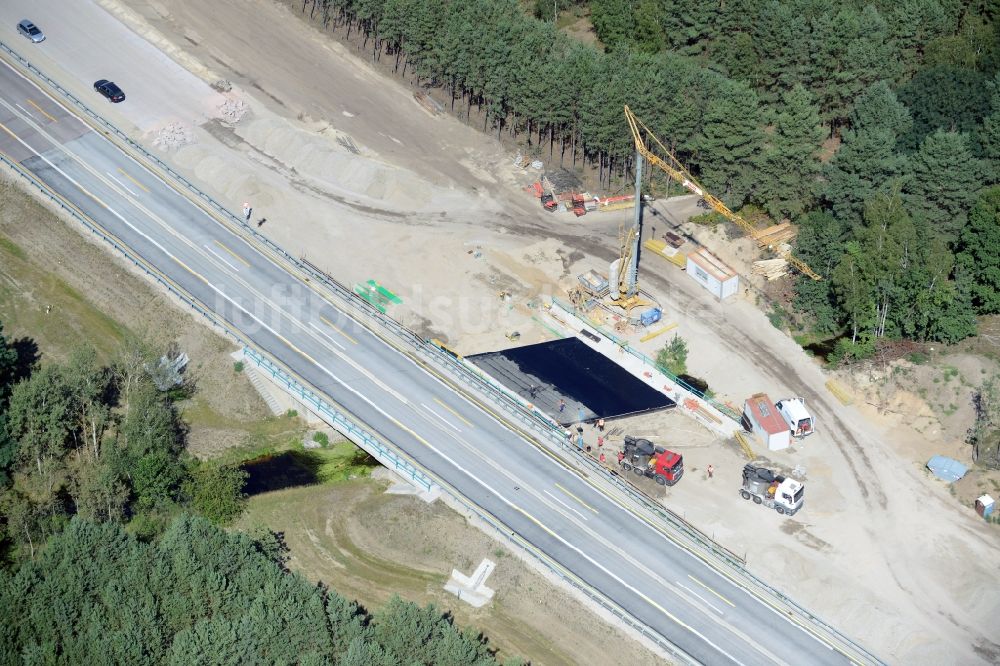 Luftbild Heidesee - Autobahn- Ausbau und Spur- Verbreiterung im Streckenverlauf der BAB A12 E30 in Heidesee im Bundesland Brandenburg