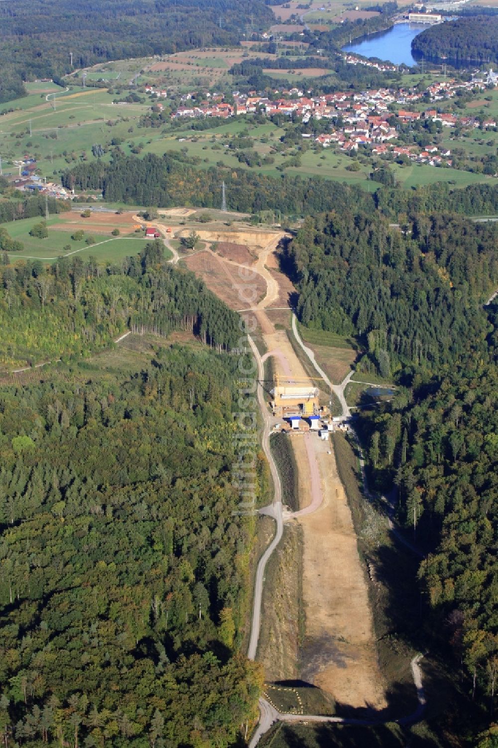 Luftaufnahme Rheinfelden (Baden) - Autobahn- Ausbau im Streckenverlauf der BAB A98 in Rheinfelden (Baden) im Bundesland Baden-Württemberg