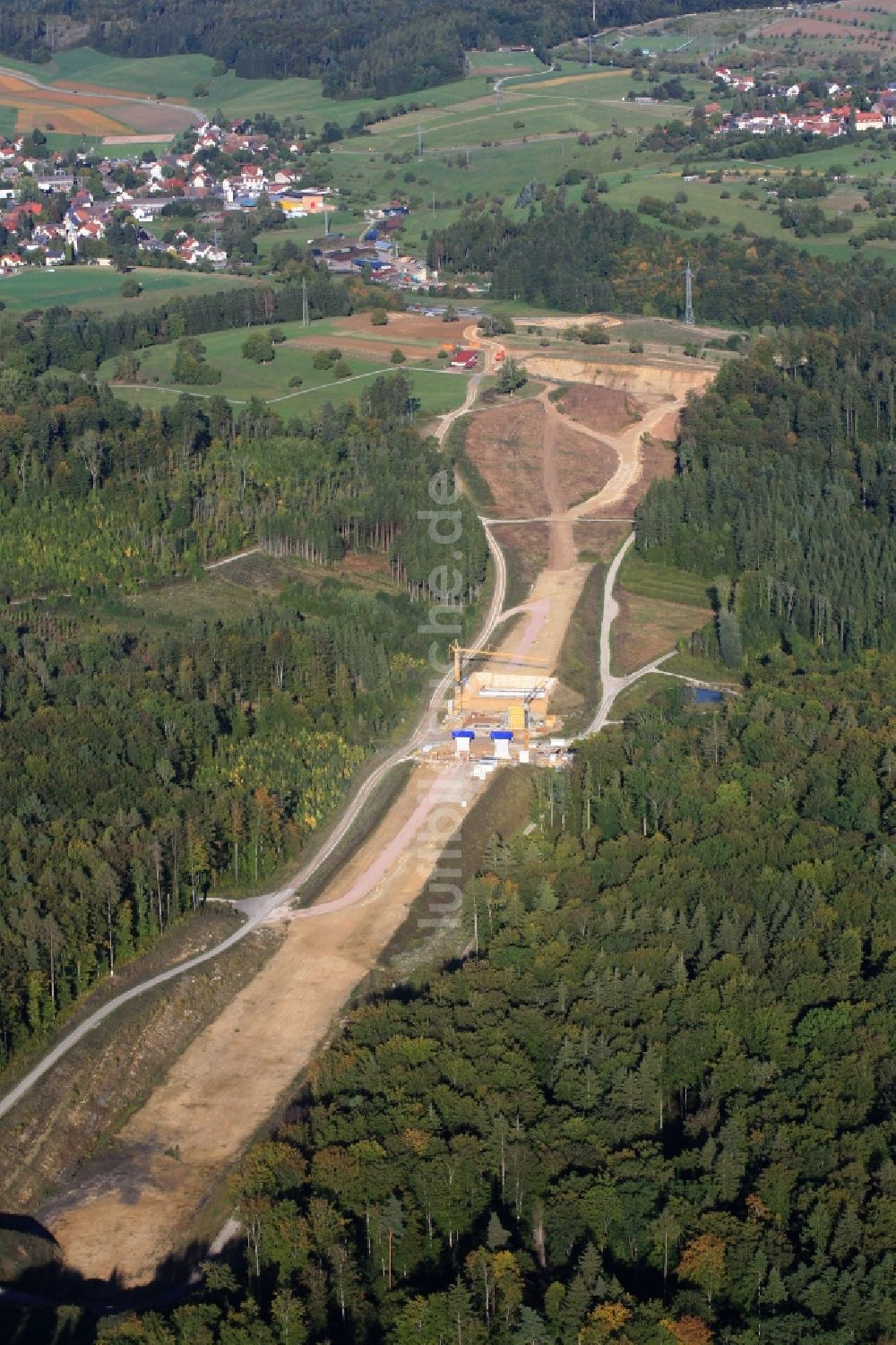 Rheinfelden (Baden) von oben - Autobahn- Ausbau im Streckenverlauf der BAB A98 in Rheinfelden (Baden) im Bundesland Baden-Württemberg