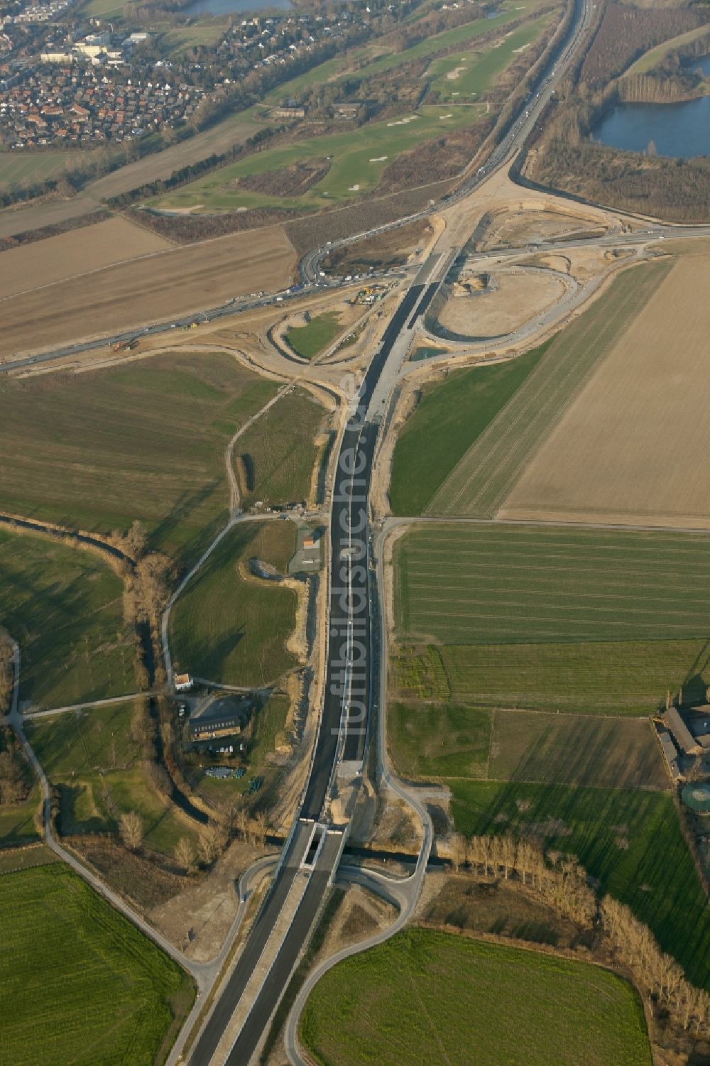 Luftaufnahme Düsseldorf - Autobahn-Baustelle in Düsseldorf im Bundesland Nordrhein-Westfalen