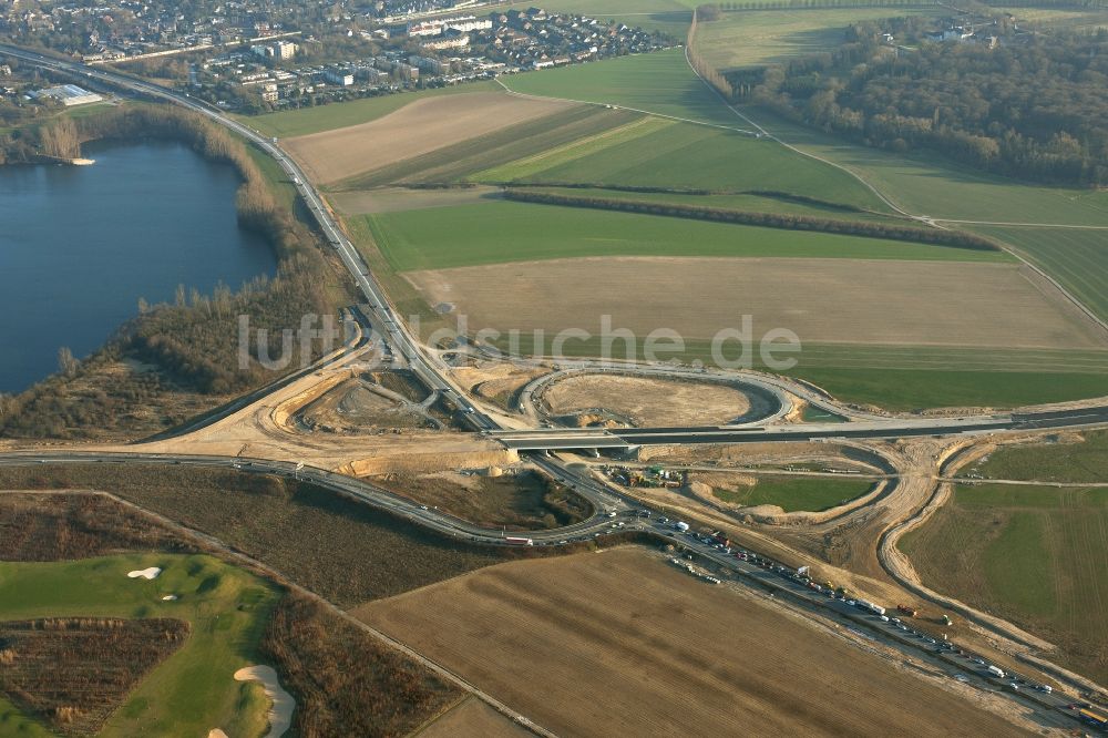 Luftbild Duisburg - Autobahn-Baustelle in Düsseldorf im Bundesland Nordrhein-Westfalen