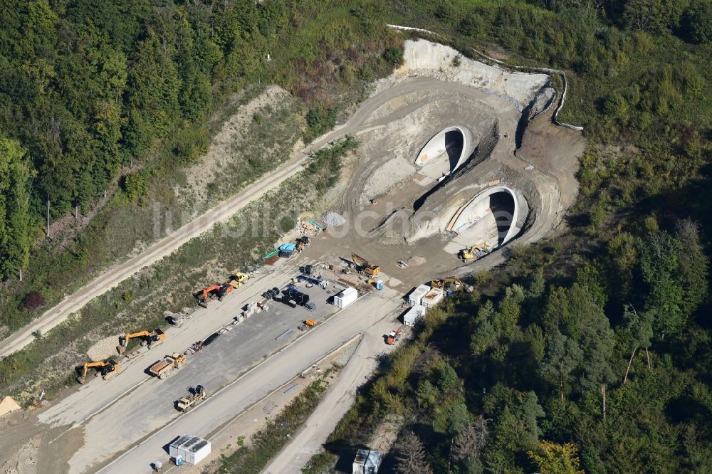 Luftaufnahme Rheinfelden (Baden) - Autobahn- Baustelle am Westportal des Herrschaftsbucktunnels entlang des Streckenverlaufes der A98 bei Rheinfelden (Baden) im Bundesland Baden-Württemberg, Deutschland