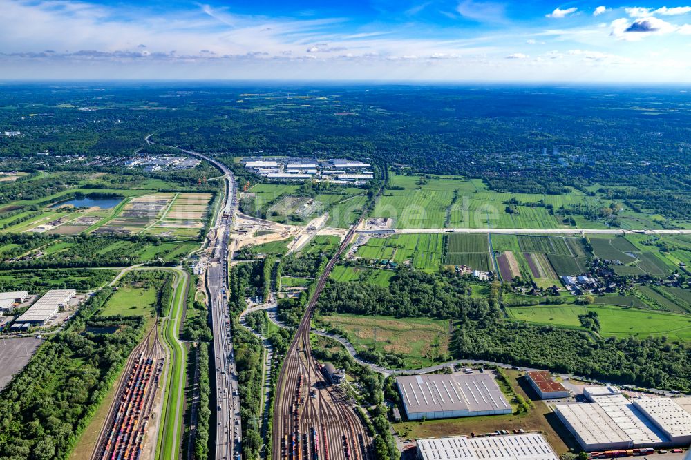 Hamburg von oben - Autobahn- Baustellen entlang der Trasse und des Streckenverlaufes Anschußstelle A26 A7 in Hamburg, Deutschland