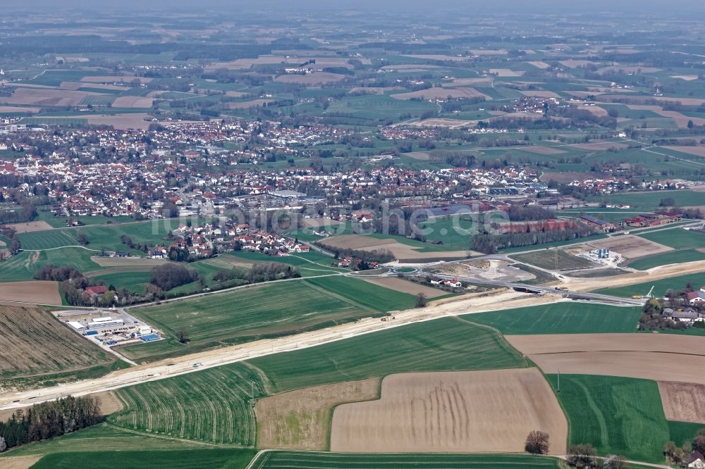 Luftbild Dorfen - Autobahn- Baustellen entlang der Trasse und des Streckenverlaufes der BAB A 94 der Autobahndirektion Südbayern in Dorfen im Bundesland Bayern