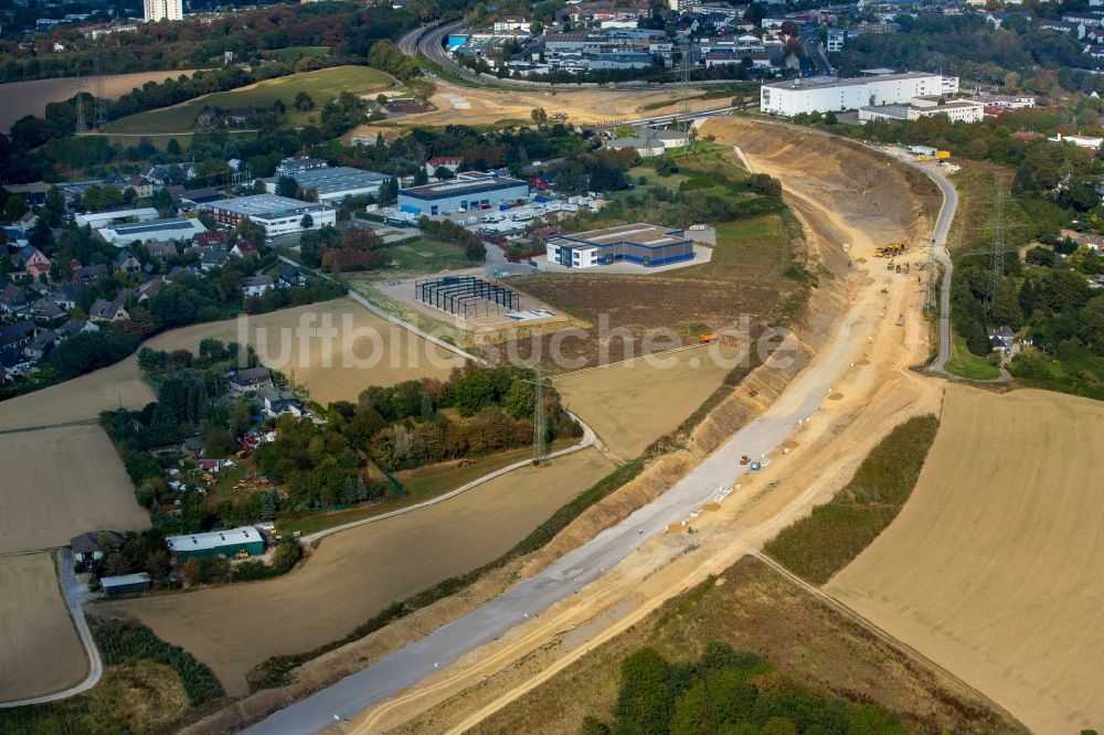 Luftbild Velbert - Autobahn- Baustellen entlang der Trasse und des Streckenverlaufes der BAB Bundesautobahn A44 in Velbert im Bundesland Nordrhein-Westfalen