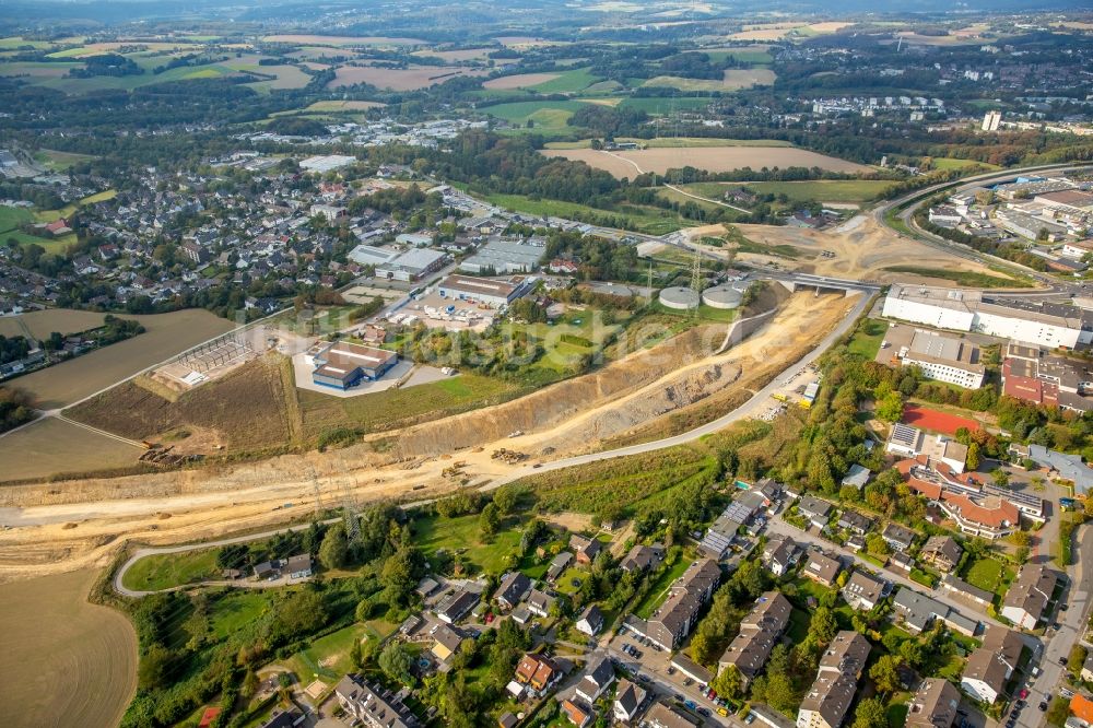 Luftbild Velbert - Autobahn- Baustellen entlang der Trasse und des Streckenverlaufes der BAB Bundesautobahn A44 in Velbert im Bundesland Nordrhein-Westfalen