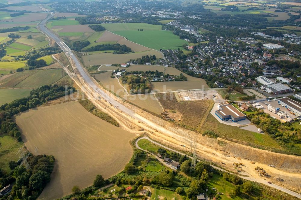 Luftaufnahme Velbert - Autobahn- Baustellen entlang der Trasse und des Streckenverlaufes der BAB Bundesautobahn A44 in Velbert im Bundesland Nordrhein-Westfalen