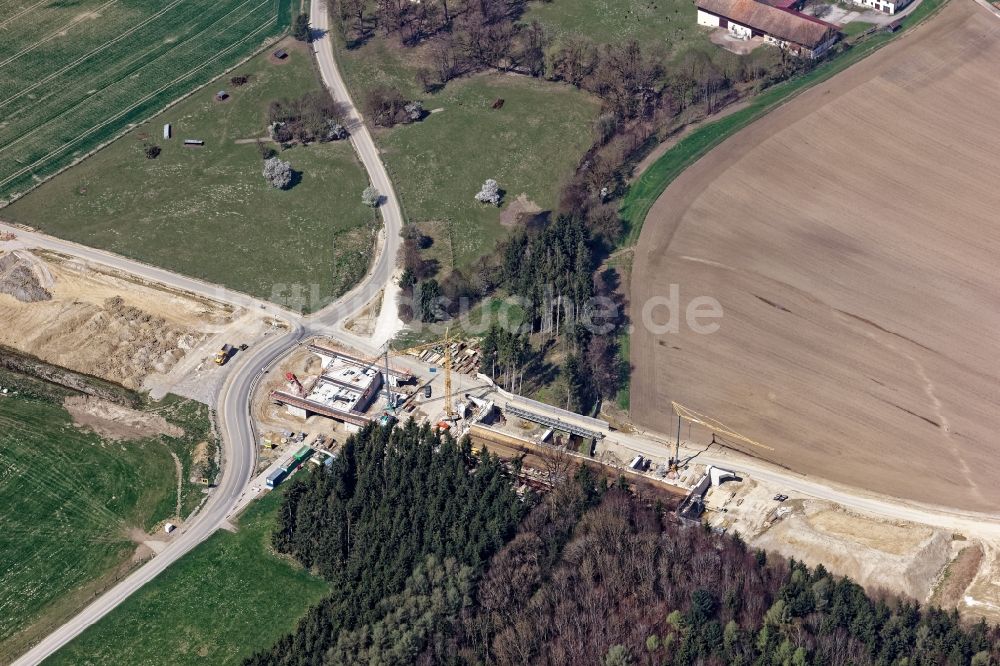 Luftaufnahme Hammersdorf - Autobahn- Baustellen entlang der Trasse und des Streckenverlaufes BAB A94 in Hammersdorf im Bundesland Bayern