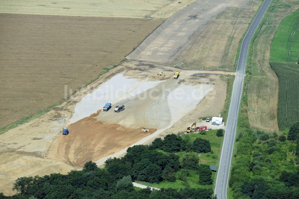 Luftbild Espenhain - Autobahn- Baustellen entlang der Trasse und des Streckenverlaufes der Bundesstraße B95 zur BAB A72 in Espenhain im Bundesland Sachsen