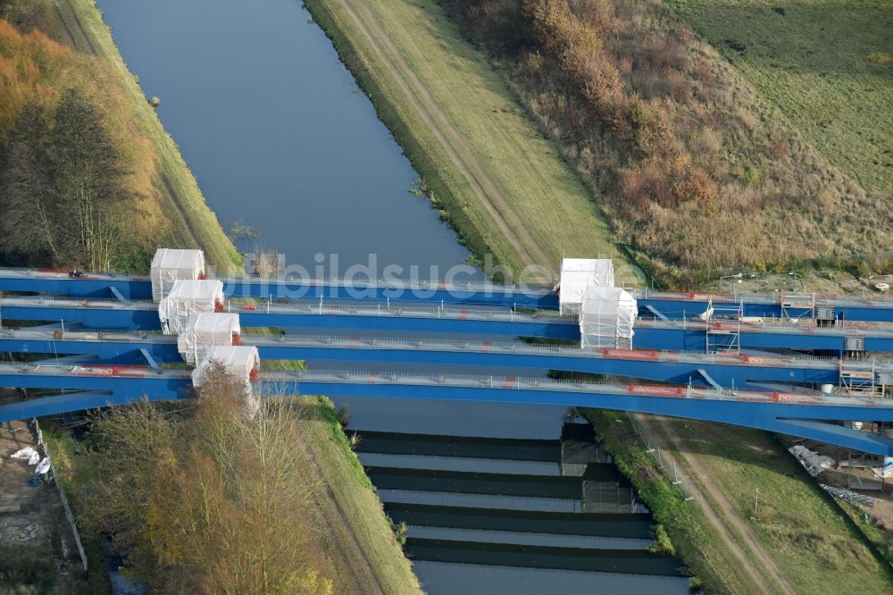 Grabow aus der Vogelperspektive: Autobahn- Baustellen entlang der Trasse und des Streckenverlaufes der Eldebrücke im Zuge des Neubaus der BAB A14 in Fresenbrügge im Bundesland Mecklenburg-Vorpommern