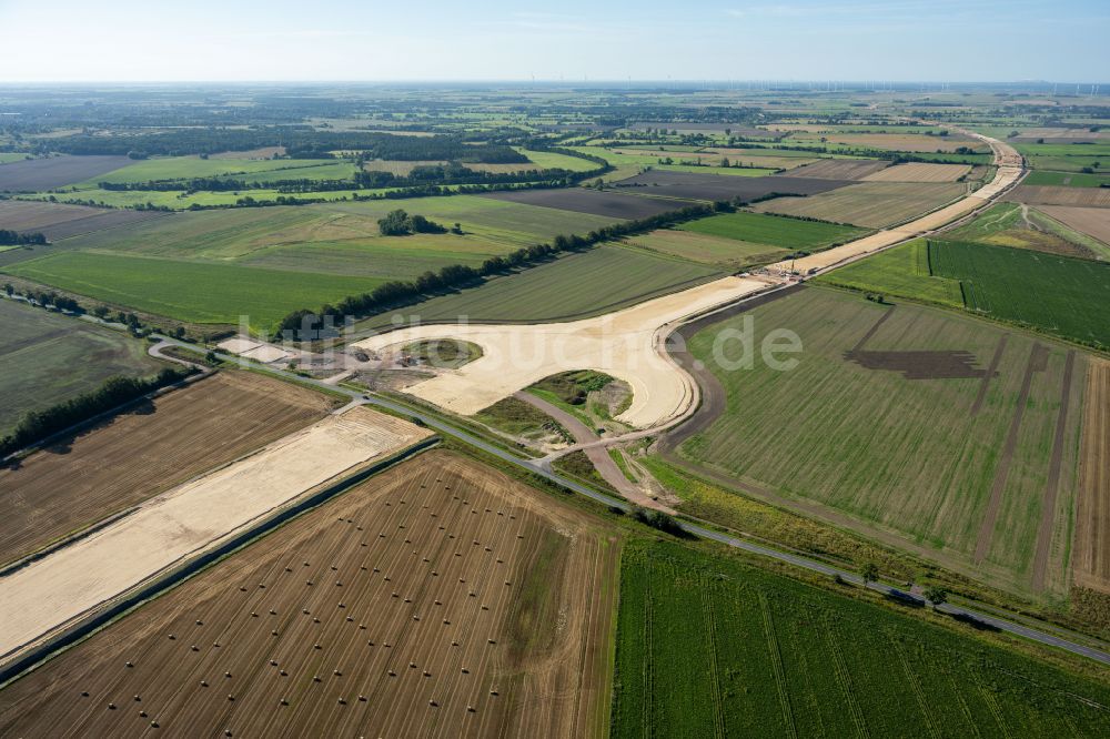 Tornau von oben - Autobahn- Baustellen entlang der Trasse und des Streckenverlaufes der A14 Nordverlängerung in Tornau im Bundesland Sachsen-Anhalt, Deutschland