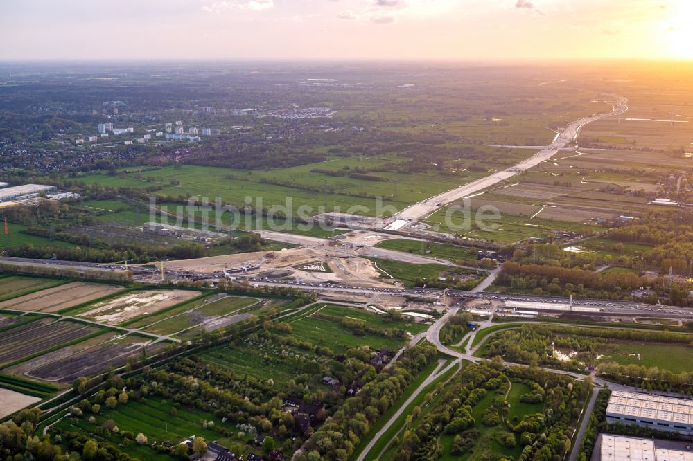 Hamburg von oben - Autobahn- Baustellen entlang der Trasse und des Streckenverlaufes der A26 West in Hamburg, Deutschland