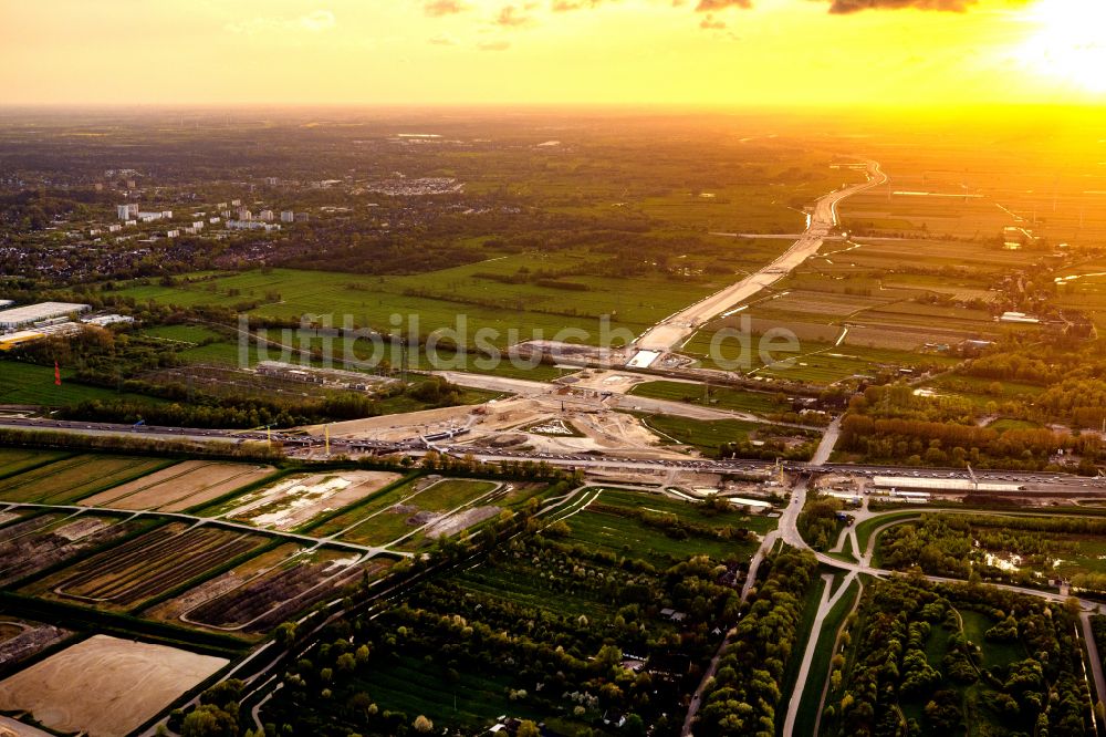 Hamburg aus der Vogelperspektive: Autobahn- Baustellen entlang der Trasse und des Streckenverlaufes der A26 West in Hamburg, Deutschland