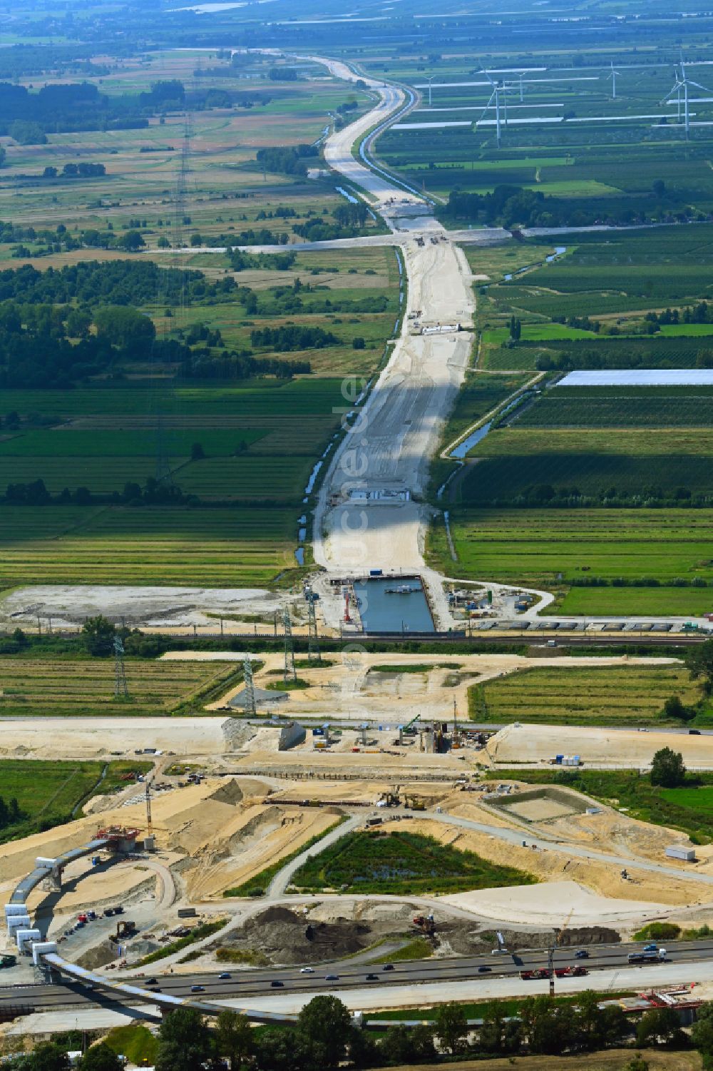 Hamburg aus der Vogelperspektive: Autobahn- Baustellen entlang der Trasse und des Streckenverlaufes der A26 West in Hamburg, Deutschland