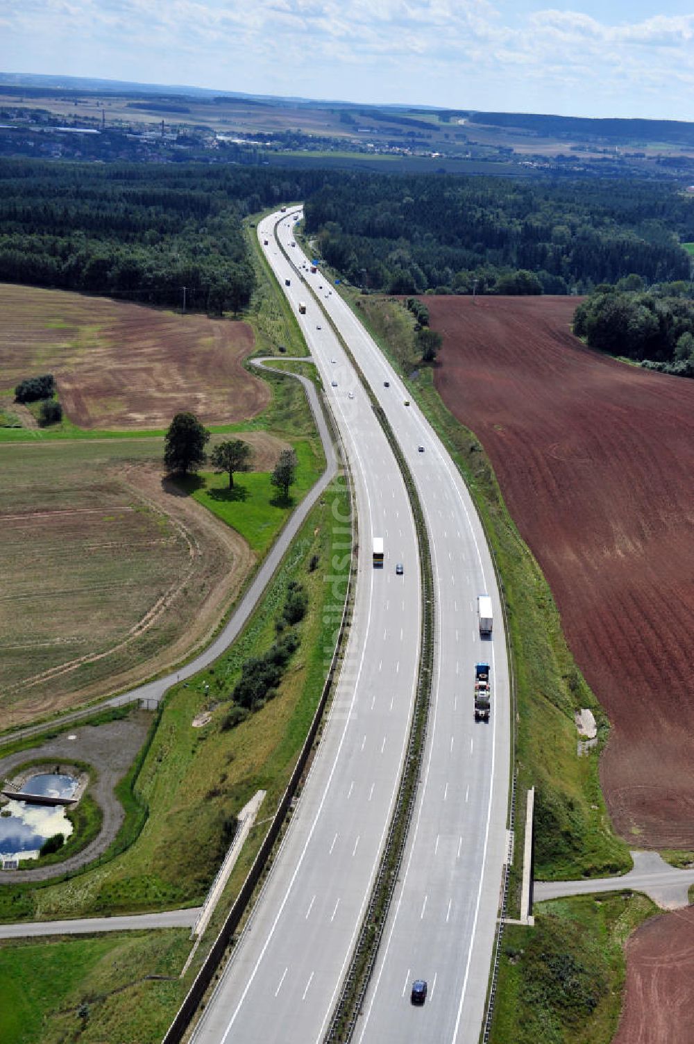 Wittchenstein von oben - Autobahn A9 bei Wittchenstein