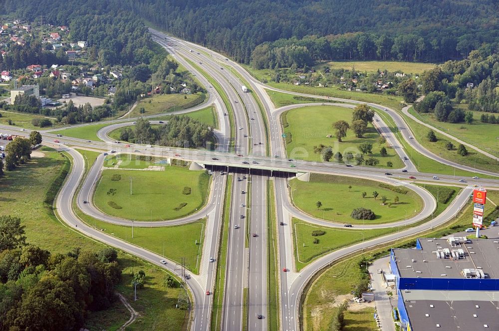 Sopot / Zoppot von oben - Autobahn S6 / E28 bei Zoppot in der Woiwodschaft Pommern