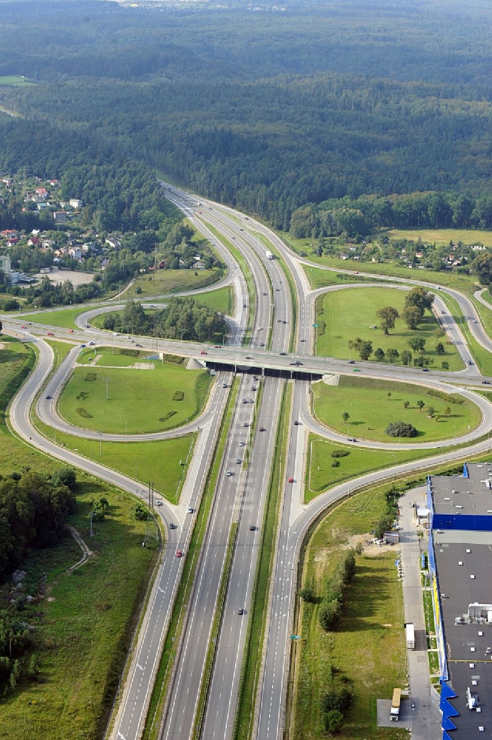 Sopot / Zoppot aus der Vogelperspektive: Autobahn S6 / E28 bei Zoppot in der Woiwodschaft Pommern