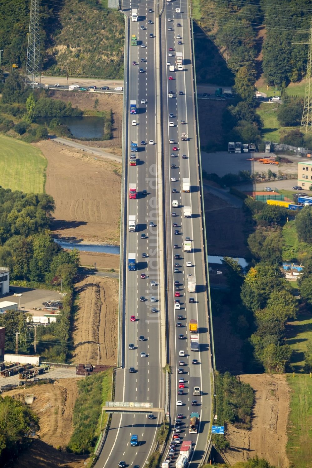 Luftaufnahme Hagen - Autobahn- Brücke Halden-Berchum bei Hagen im Ruhrgebiet in Nordrhein-Westfalen