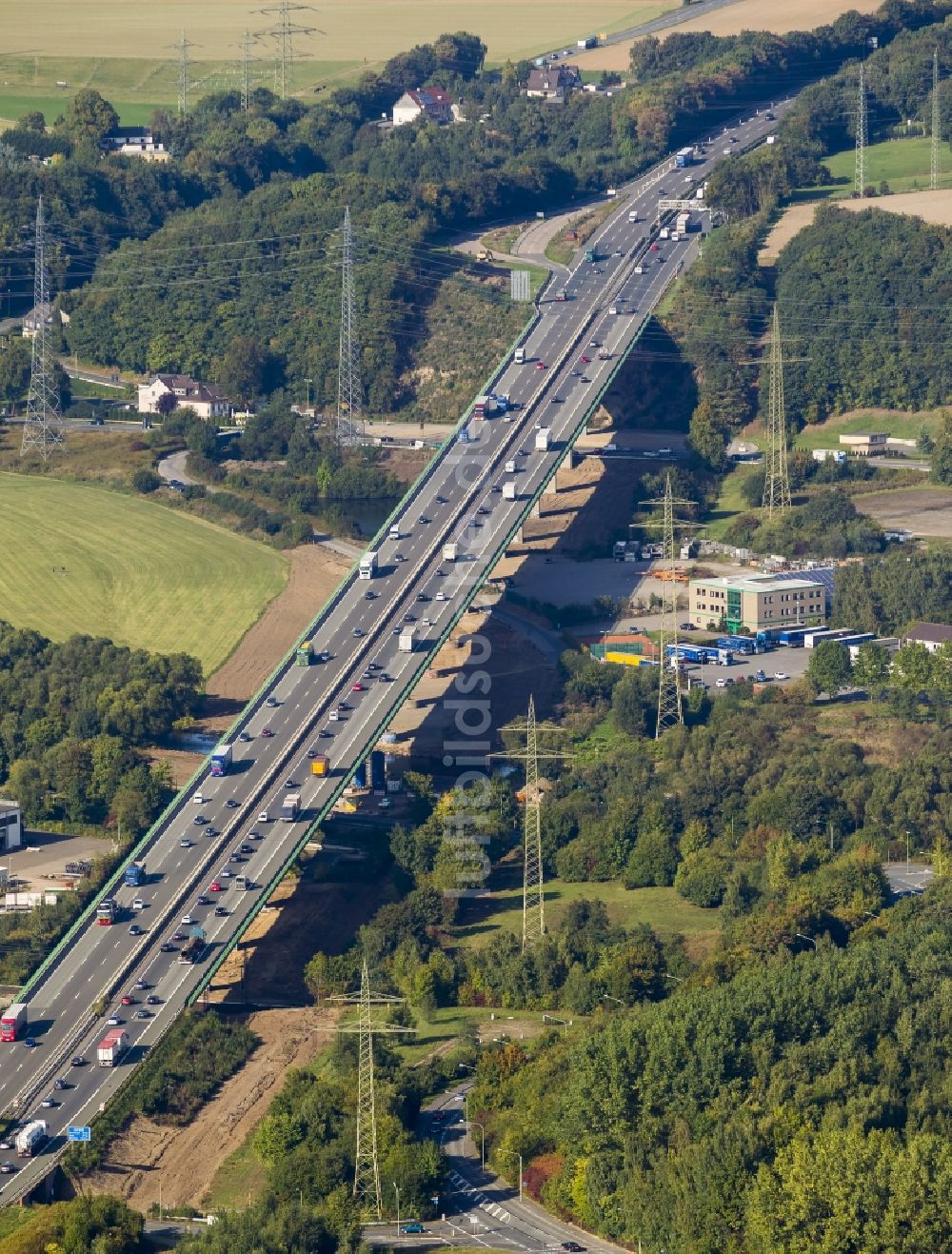 Hagen von oben - Autobahn- Brücke Halden-Berchum bei Hagen im Ruhrgebiet in Nordrhein-Westfalen