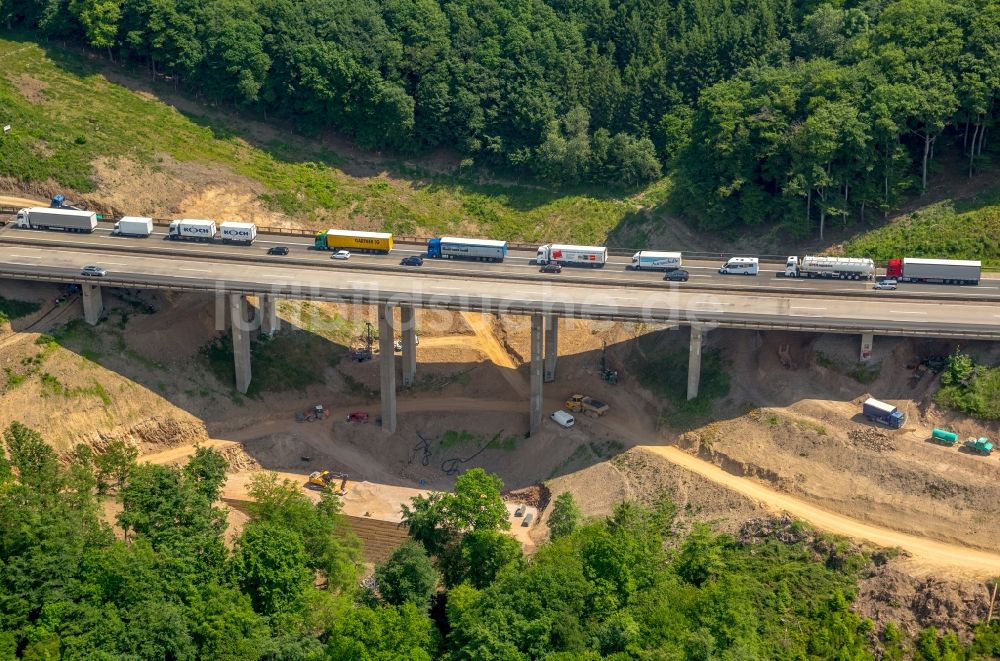 Luftbild Hagen - Autobahn- Brückenbauwerk der BAB A45 Kattenohl A45 der Sauerlandlinie in Hagen im Bundesland Nordrhein-Westfalen, Deutschland