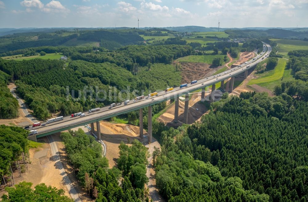 Luftbild Hagen - Autobahn- Brückenbauwerk der BAB A45 Kattenohl A45 der Sauerlandlinie in Hagen im Bundesland Nordrhein-Westfalen, Deutschland