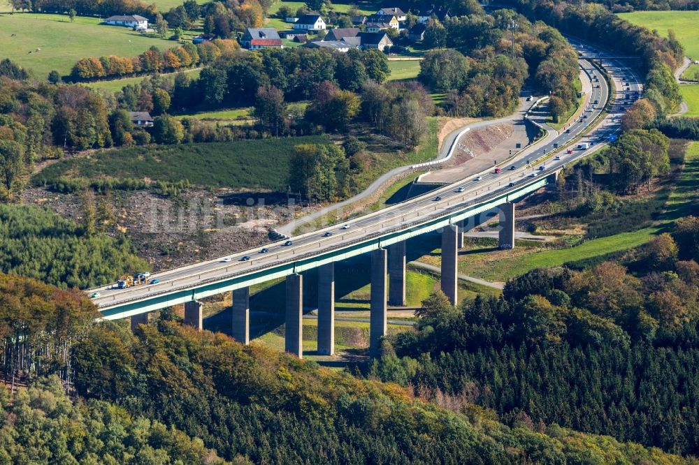 Luftbild Hagen - Autobahn- Brückenbauwerk der BAB A45 Kattenohl A45 der Sauerlandlinie in Hagen im Bundesland Nordrhein-Westfalen, Deutschland