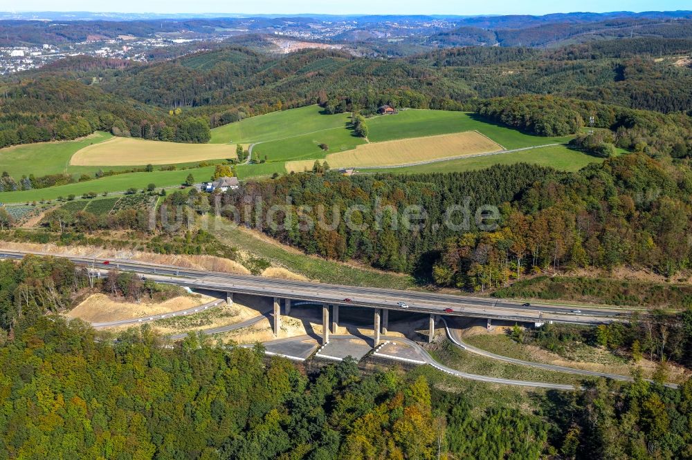 Luftbild Hagen - Autobahn- Brückenbauwerk der BAB A45 Kattenohl A45 der Sauerlandlinie in Hagen im Bundesland Nordrhein-Westfalen, Deutschland