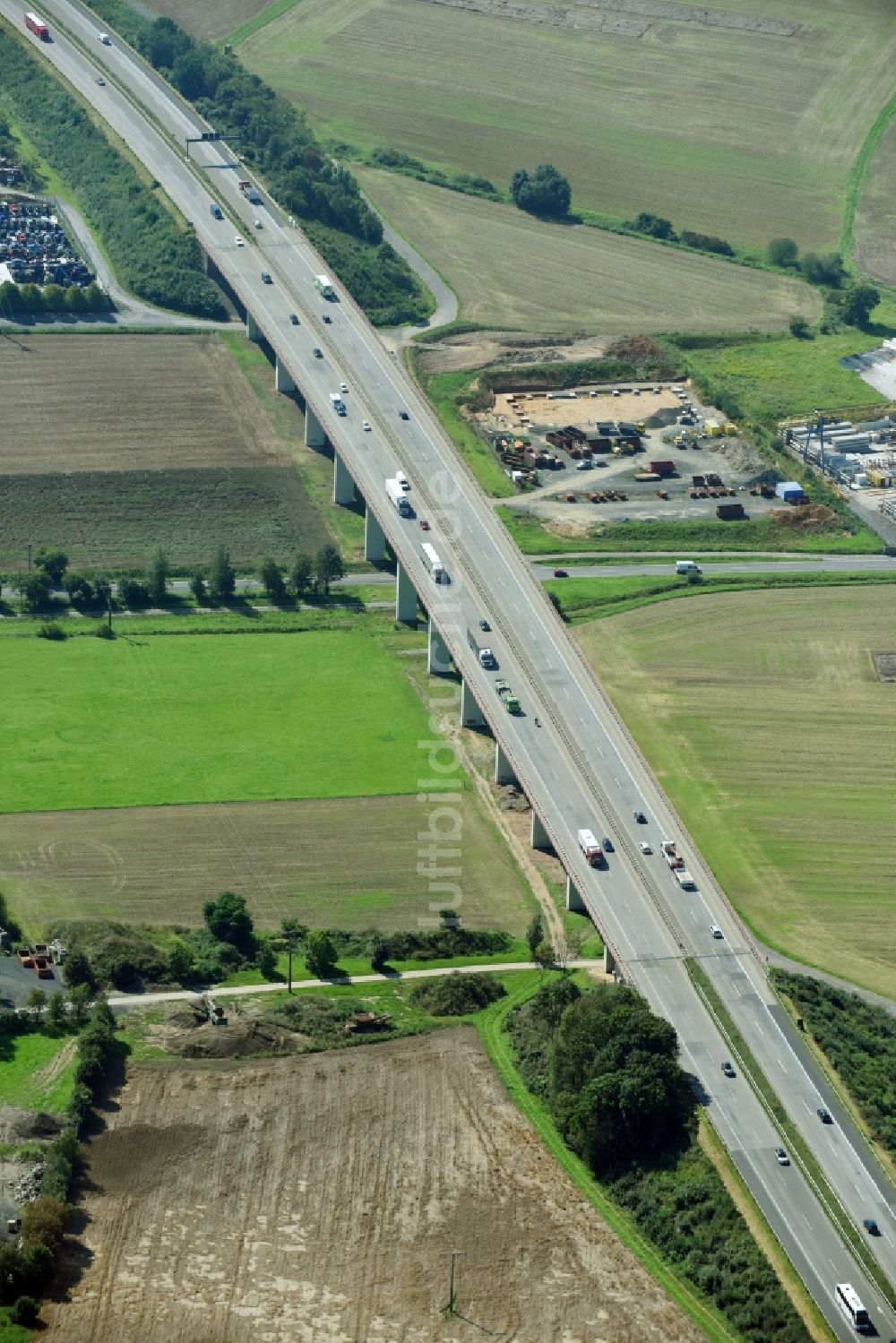 Luftbild Langgöns - Autobahn- Brückenbauwerk der BAB A45 in Langgöns im Bundesland Hessen, Deutschland