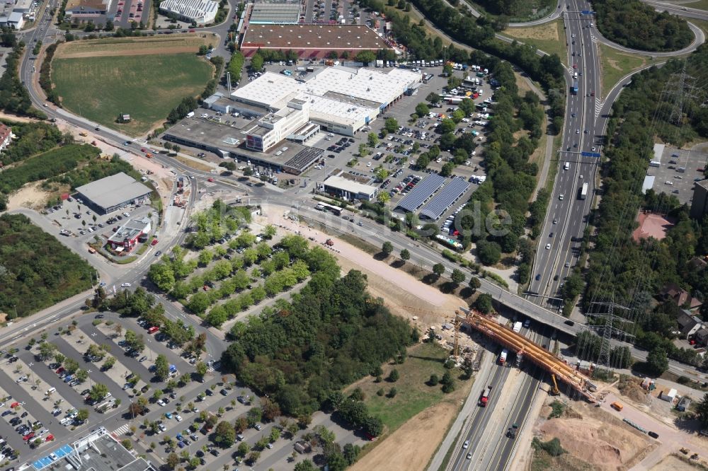 Mainz aus der Vogelperspektive: Autobahn- Brückenbauwerk der BAB A60 in Mainz im Bundesland Rheinland-Pfalz