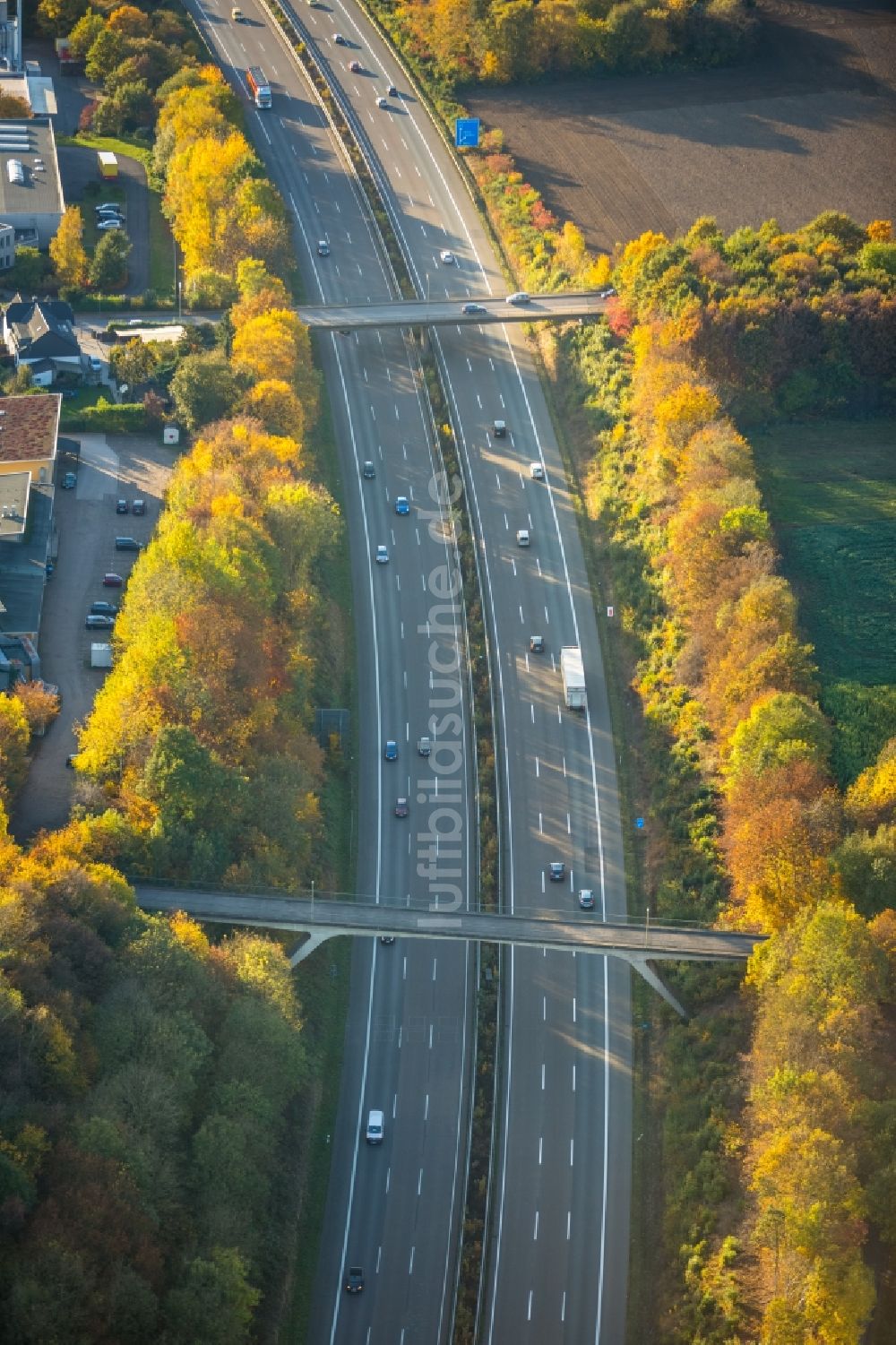 Witten aus der Vogelperspektive: Autobahn- Brückenbauwerk der BAB A44 in Witten im Bundesland Nordrhein-Westfalen