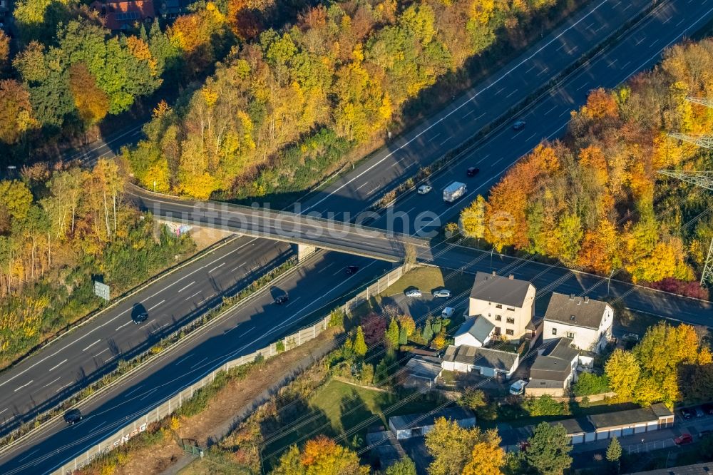 Luftaufnahme Witten - Autobahn- Brückenbauwerk der BAB A44 in Witten im Bundesland Nordrhein-Westfalen