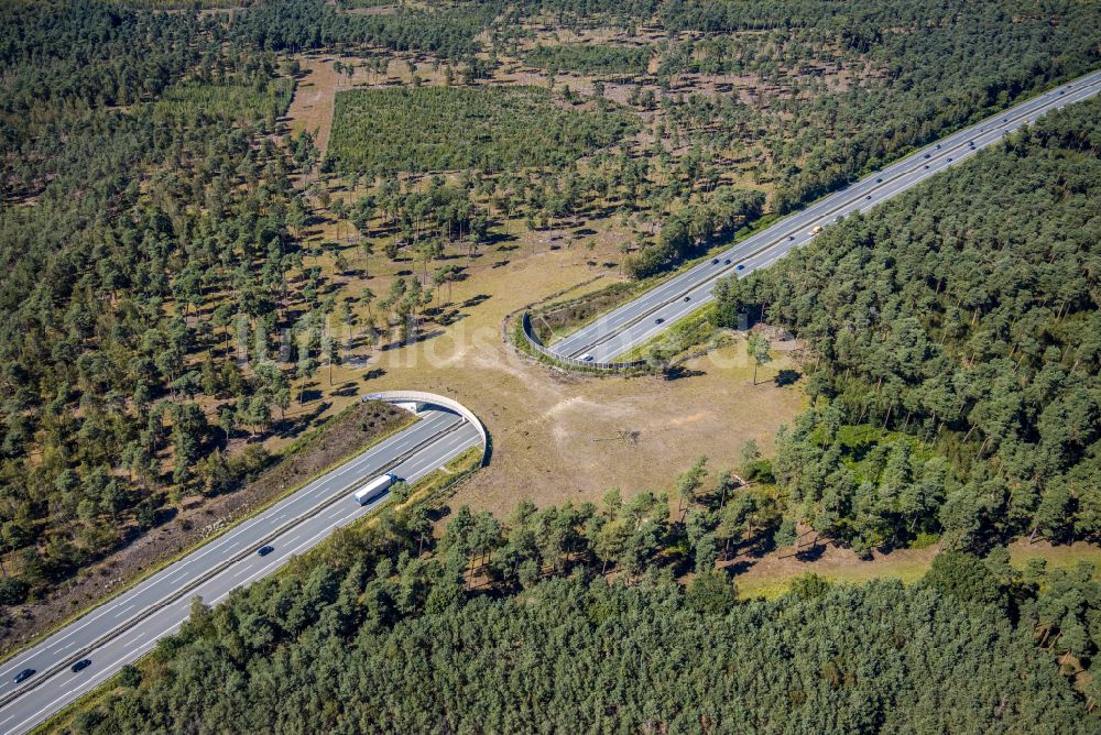 Luftbild Schermbeck - Autobahn- Brückenbauwerk einer als Grünbrücke