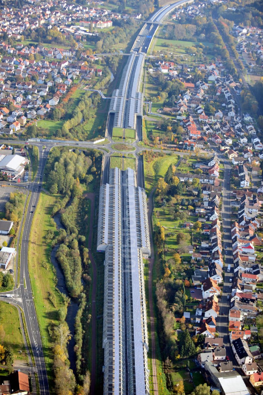 Luftaufnahme Goldbach - Autobahn / freeway A3 in Goldbach