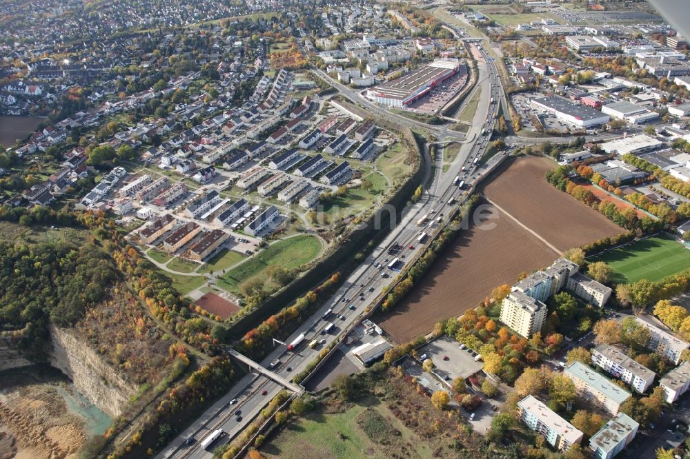 Mainz aus der Vogelperspektive: Autobahn A60 in Mainz im Bundesland Rheinland-Pfalz