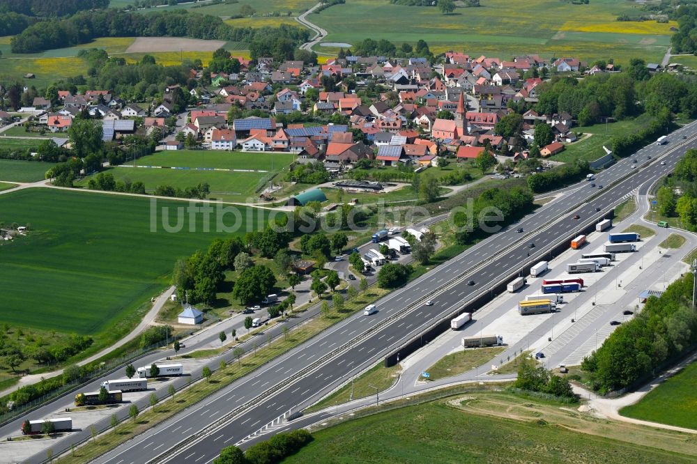 Luftaufnahme Allersberg - Autobahn- Raststätte Und Parkplatz Der BAB A9 ...