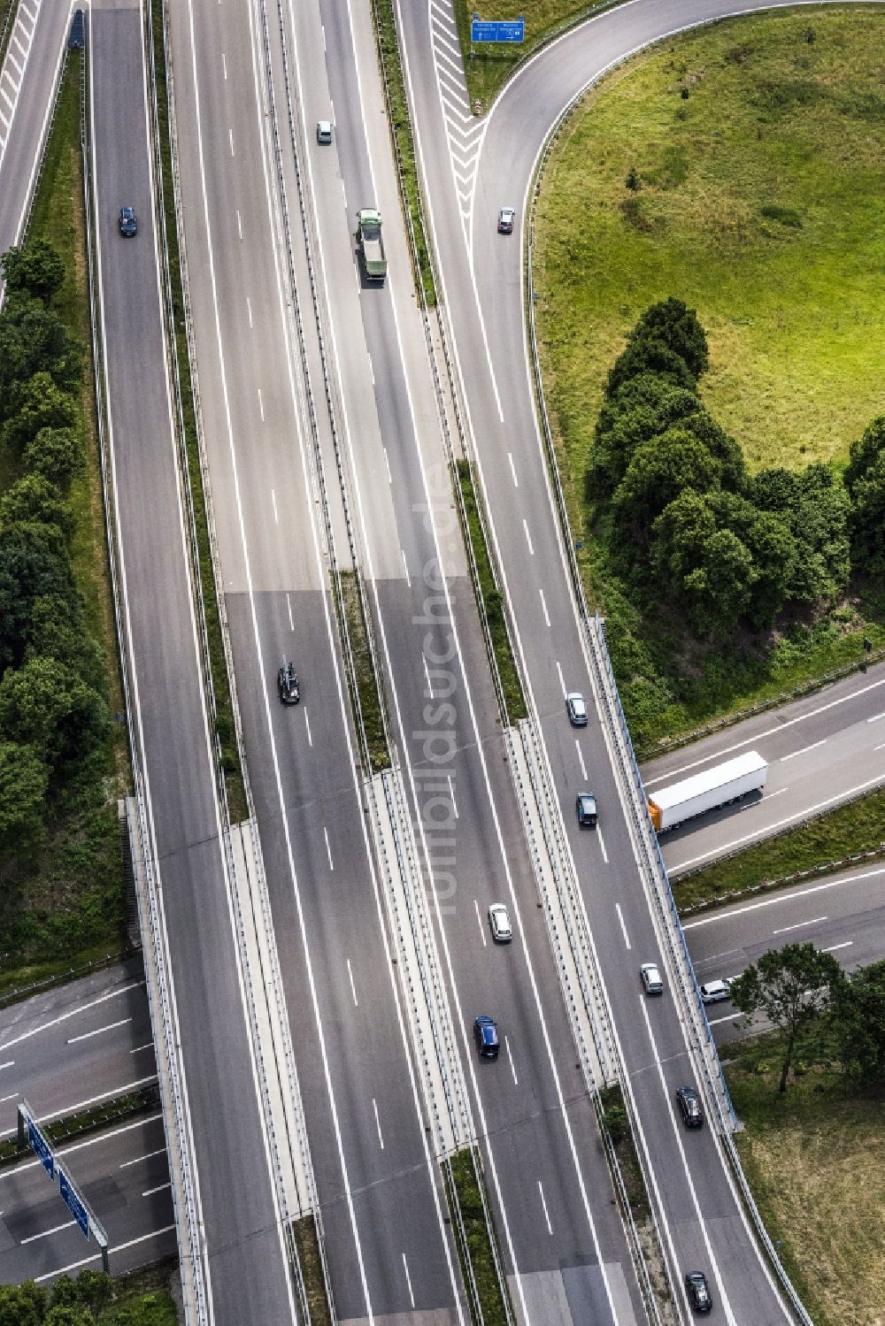 Luftbild Buxheim - Autobahn- Streckenverlauf der A7 in Buxheim im Bundesland Bayern, Deutschland