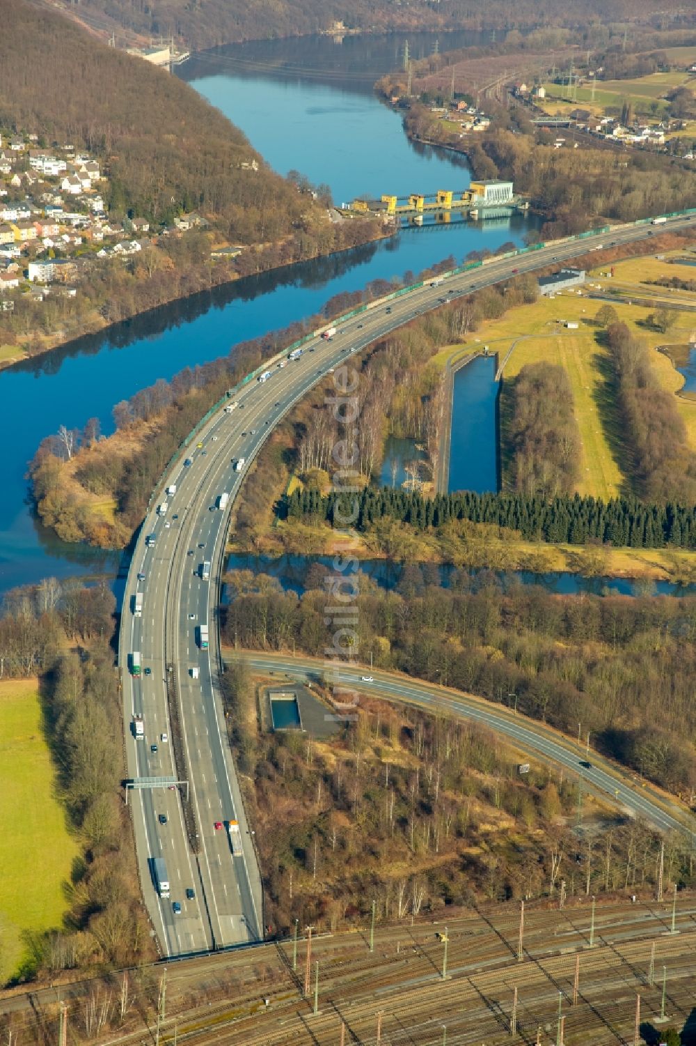 Luftbild Hagen - Autobahn- Streckenverlauf der A1 in Hagen im Bundesland Nordrhein-Westfalen