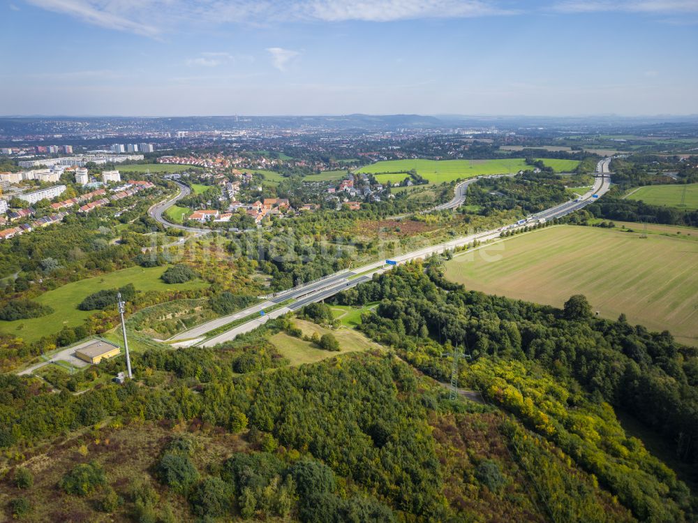 Luftbild Dresden - Autobahn- Tunnelbauwerk der BAB A17 in Dresden im Bundesland Sachsen, Deutschland