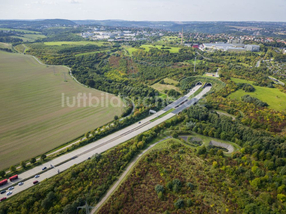 Luftbild Dresden - Autobahn- Tunnelbauwerk der BAB A17 in Dresden im Bundesland Sachsen, Deutschland