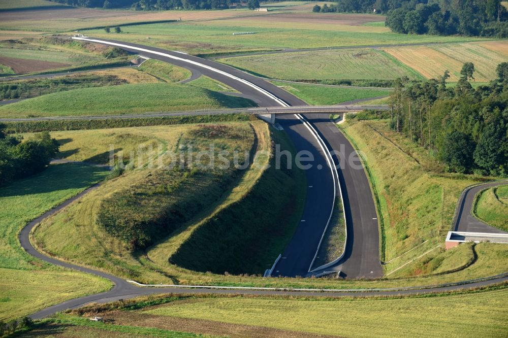 Luftaufnahme Schwalmstadt - Autobahn- Tunnelbauwerk der BAB A49 Frankenhain in Schwalmstadt im Bundesland Hessen, Deutschland