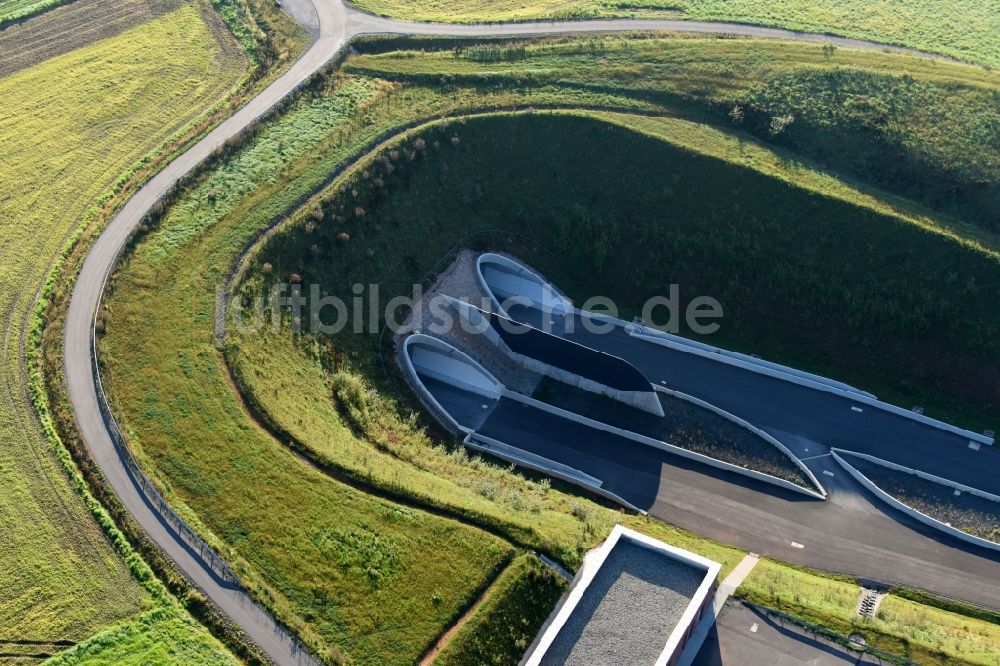 Luftbild Schwalmstadt - Autobahn- Tunnelbauwerk der BAB A49 Frankenhain in Schwalmstadt im Bundesland Hessen, Deutschland