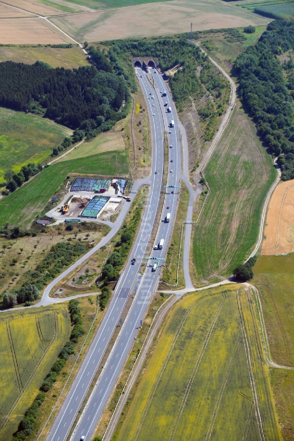 Luftbild Friedland - Autobahn- Tunnelbauwerk der BAB A38 in Friedland im Bundesland Niedersachsen, Deutschland