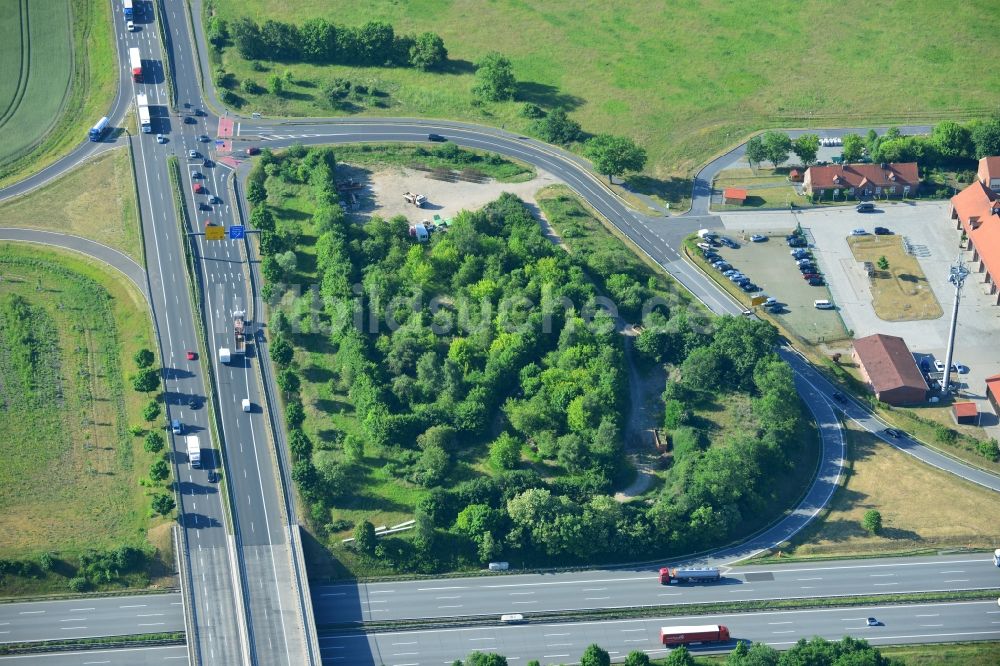 Luftaufnahme Rangsdorf - Autobahnabfahrt BAB A10 - E30 zur B96 in Rangsdorf im Bundesland Brandenburg