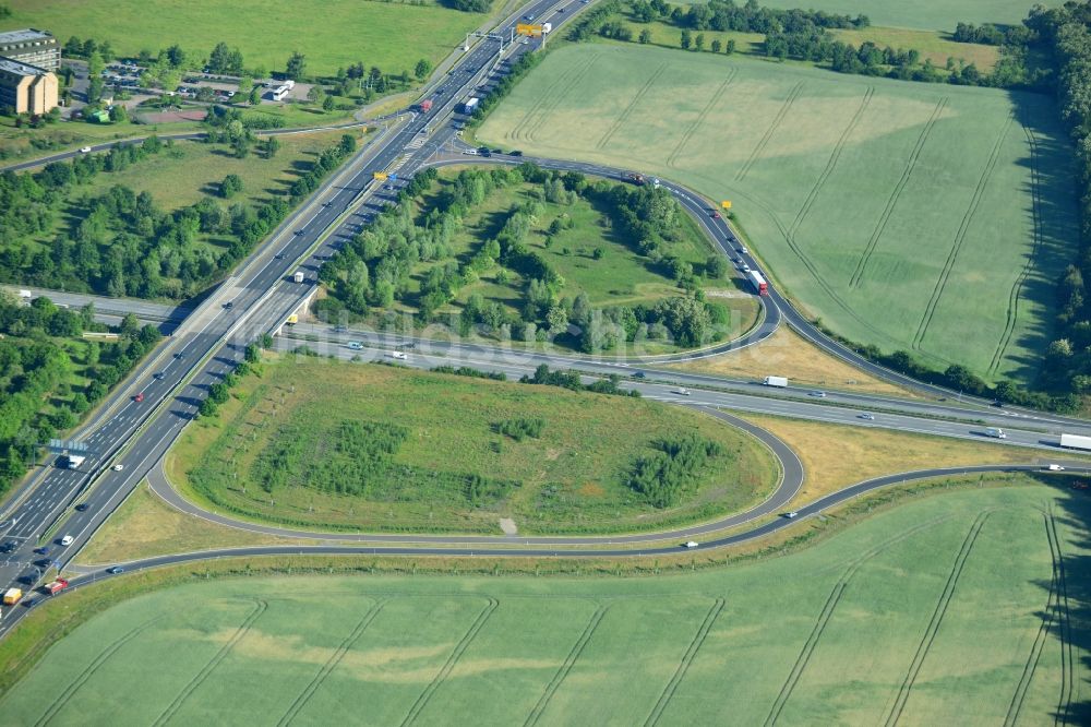 Luftaufnahme Rangsdorf - Autobahnabfahrt BAB A10 - E30 zur B96 in Rangsdorf im Bundesland Brandenburg