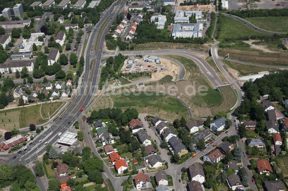 Mainz von oben - Autobahnanbau der A60 in Mainz im Bundesland Rheinland-Pfalz