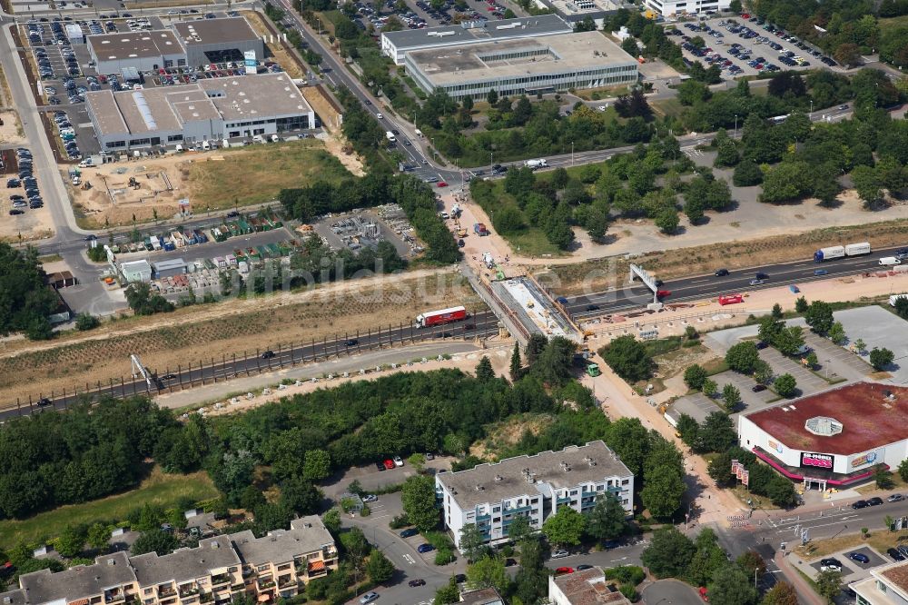 Mainz von oben - Autobahnanbau der A60 in Mainz im Bundesland Rheinland-Pfalz