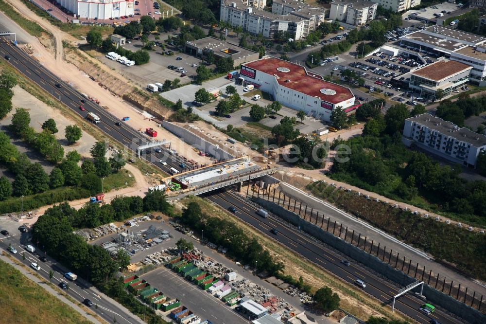 Mainz von oben - Autobahnanbau der A60 in Mainz im Bundesland Rheinland-Pfalz