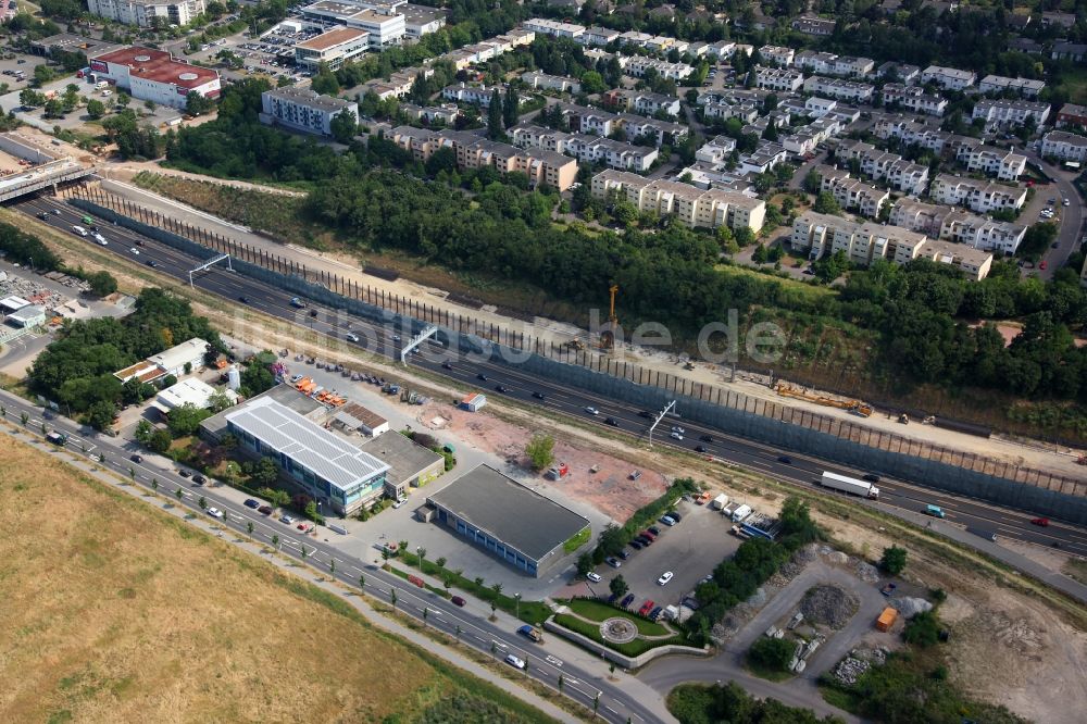 Mainz von oben - Autobahnanbau der A60 in Mainz im Bundesland Rheinland-Pfalz