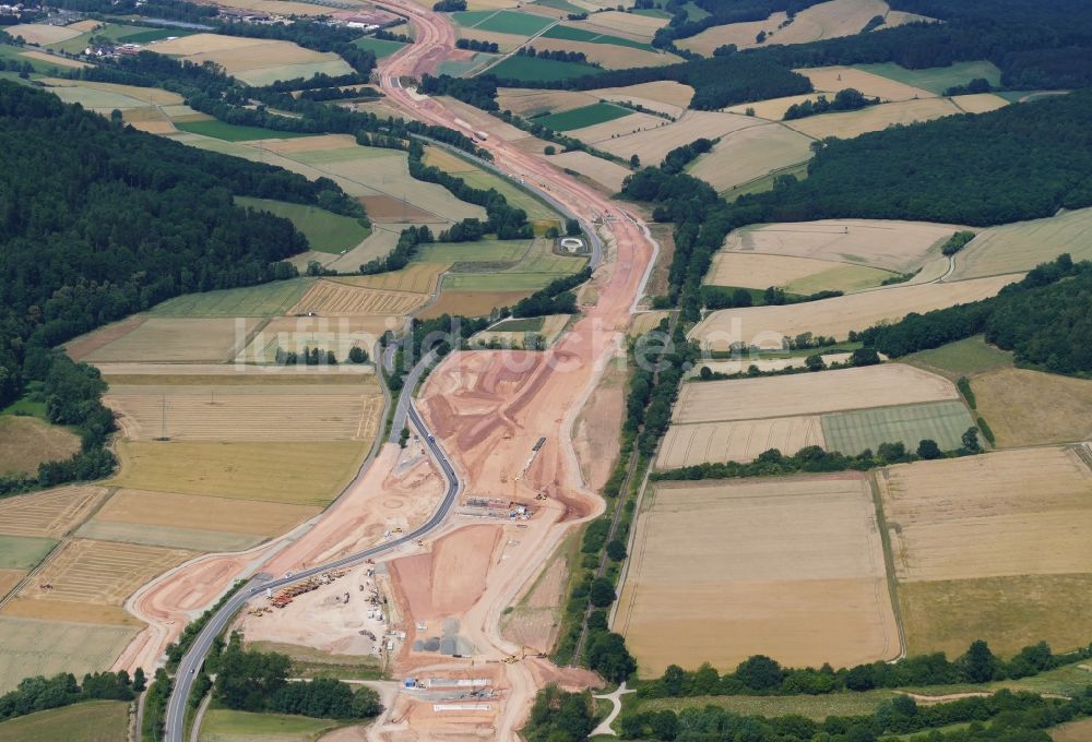 Waldkappel aus der Vogelperspektive: Autobahnbau der BAB A44 in Waldkappel im Bundesland Hessen